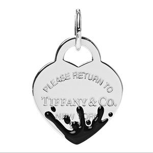 Authentic Tiffany Sterling Silver RTT Color Splash Heart Tag Charm in Black